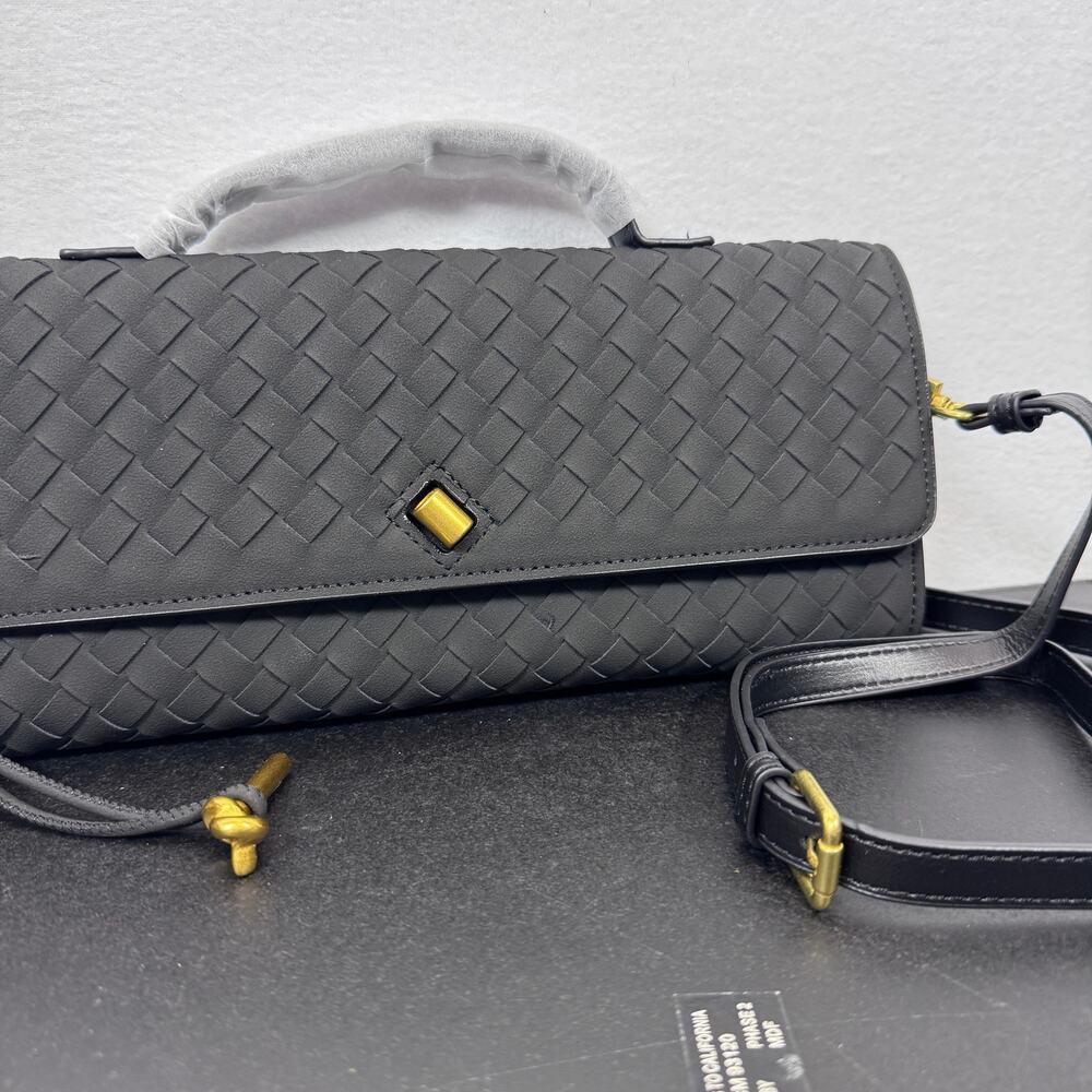Woven Evening Clutch Crossbody Bag Dumpling Hobo Purse Vegan Leather New - Picture 3 of 9